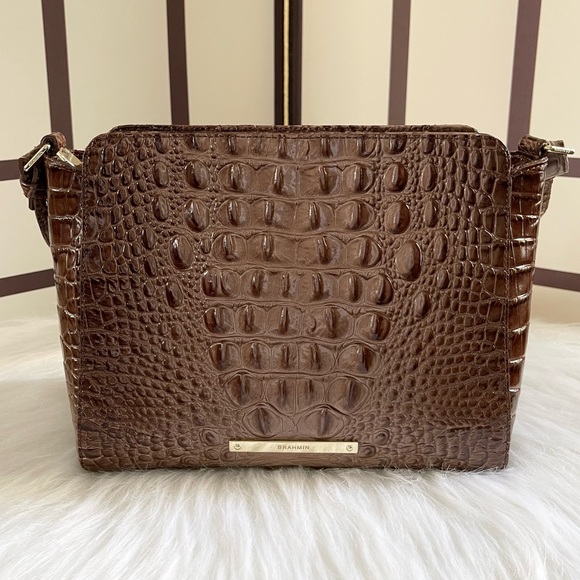 Brahmin Bags Brahmin Carrie Mink Melbourne Croc Embossed Leather Shoulder Crossbody Handbag